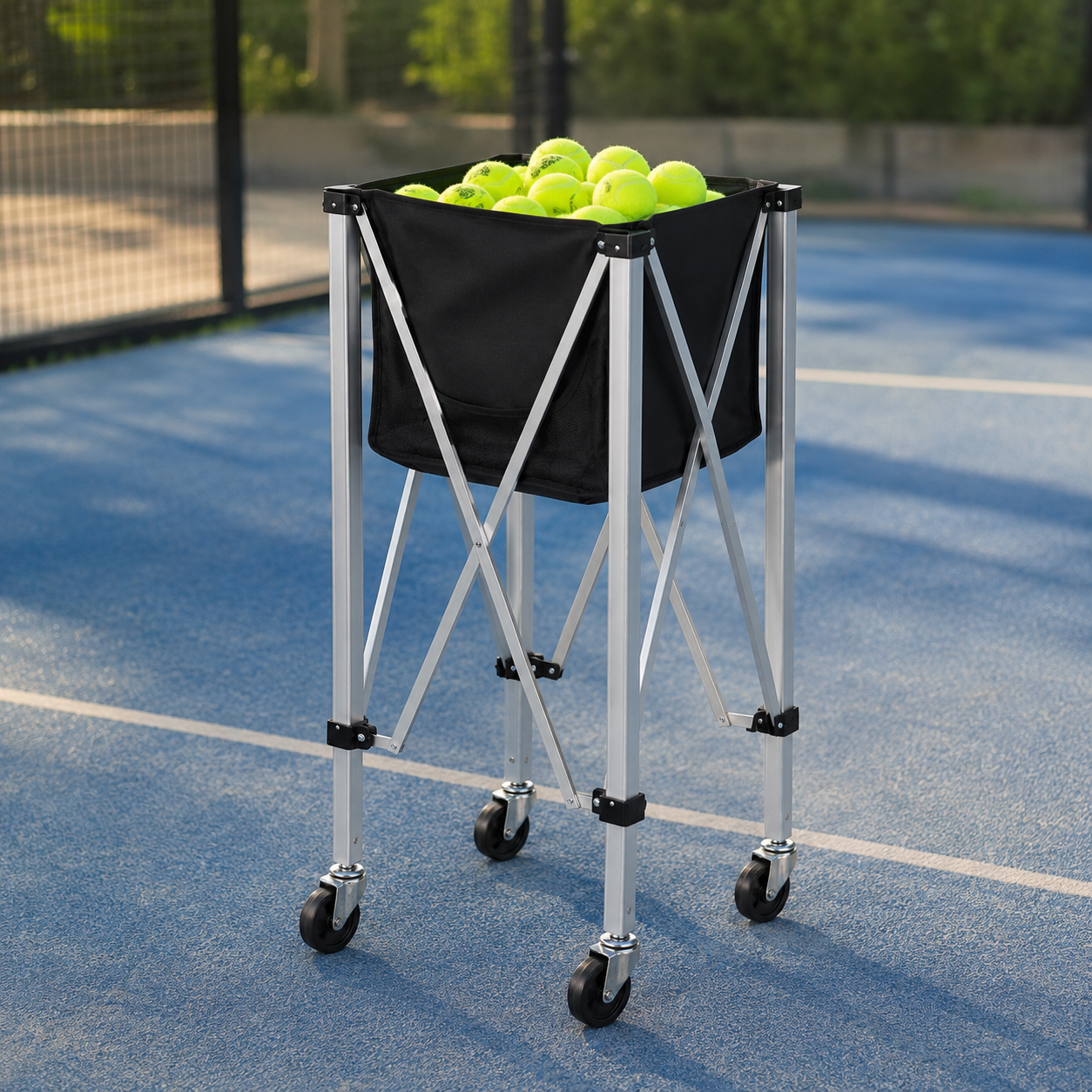 Chariot à Balles Padel & Pickleball – Panier Roulant 150-170 Balles, Pliable