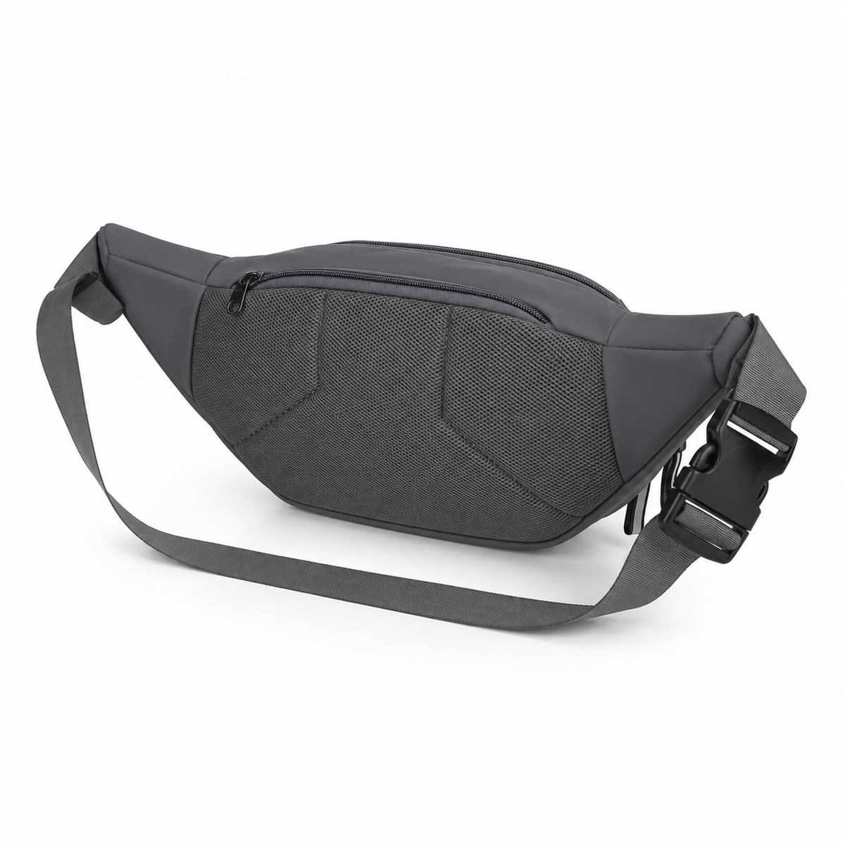 Sac banane anti-vol sport gris foncé - vue en angle