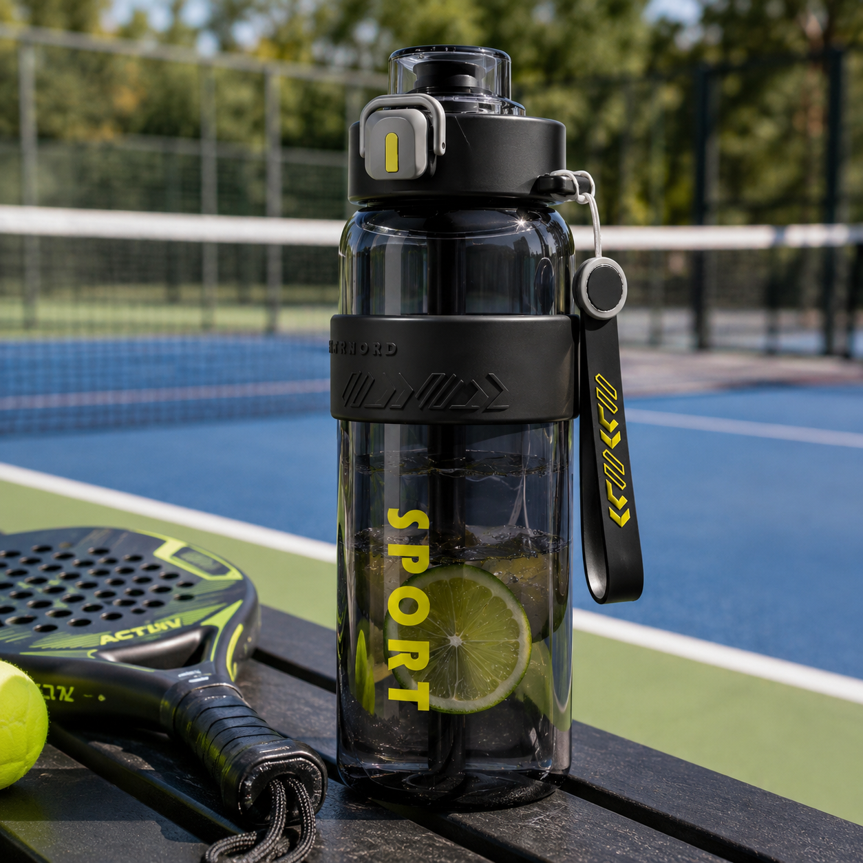 Gourde Padel 800ml/1,2L Paille & Bec | Résistante Chaleur