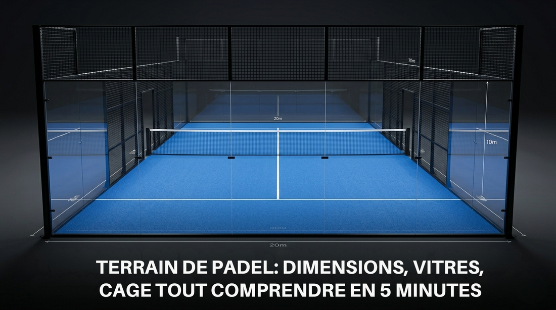 Terrain de padel : dimensions, vitres, cage — tout comprendre en 5 minutes
