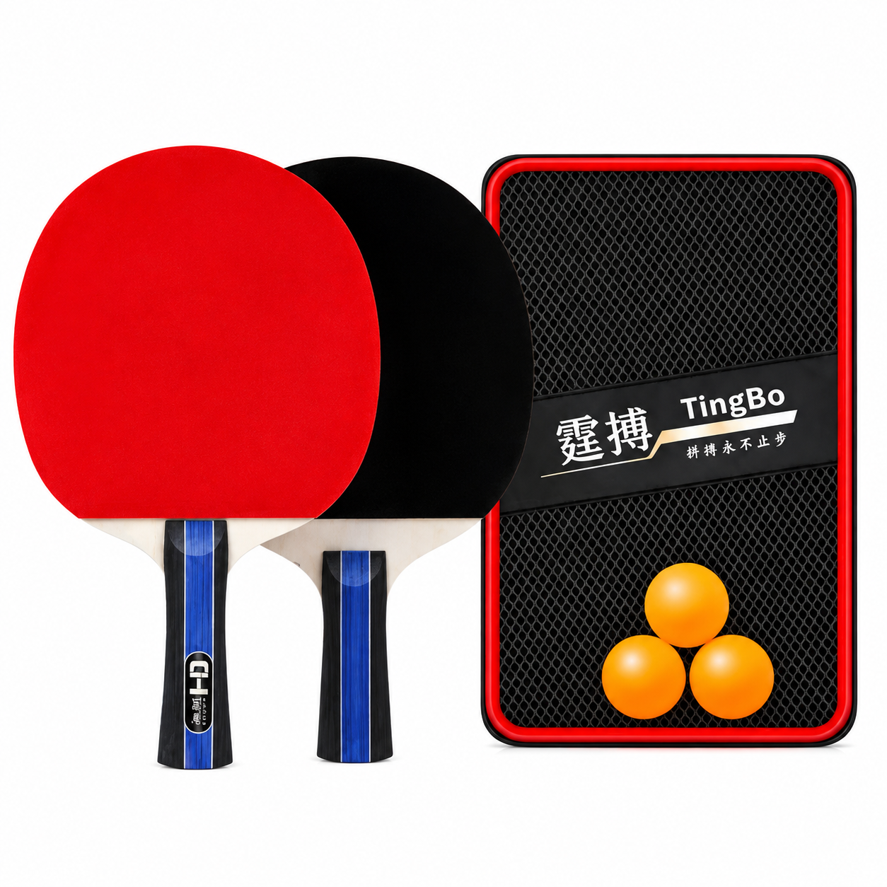 Pack 2 Raquettes de Ping-Pong + 3 Balles + Housse – Bois de Peuplier