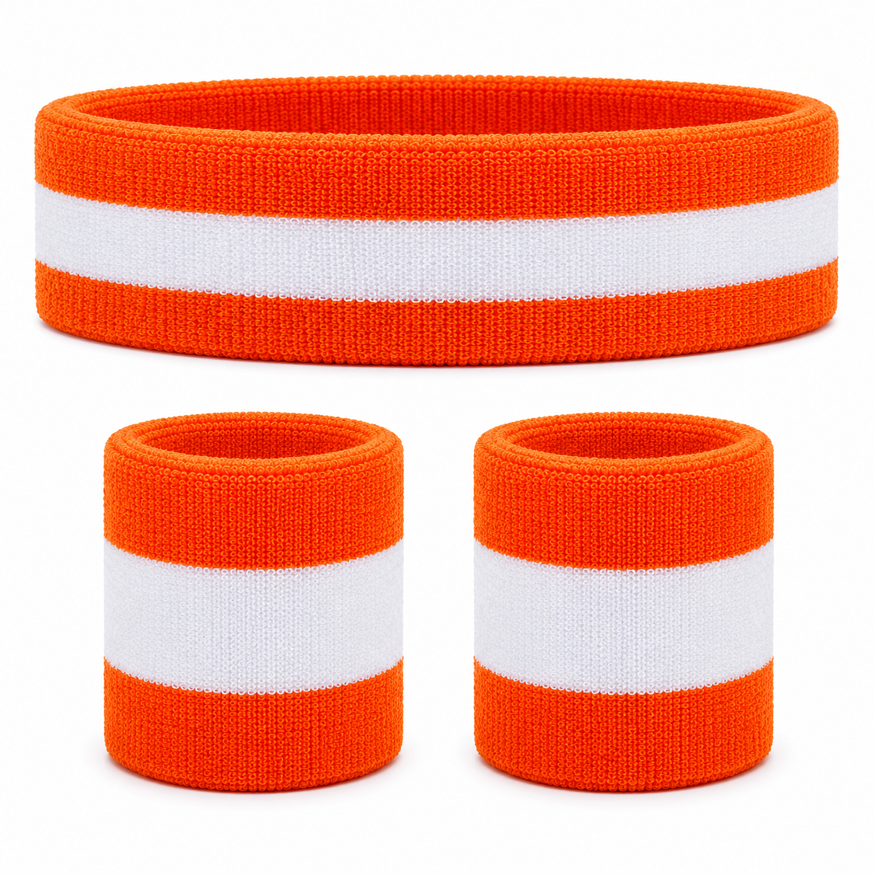 Lot Bandeau et Bracelets Anti-Transpiration en Coton – 3 Pièces