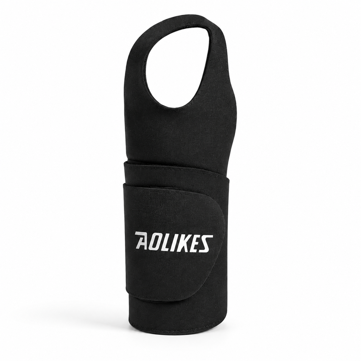 Bandage de poignet noir avec trou pour le pouce et fermeture auto-agrippante