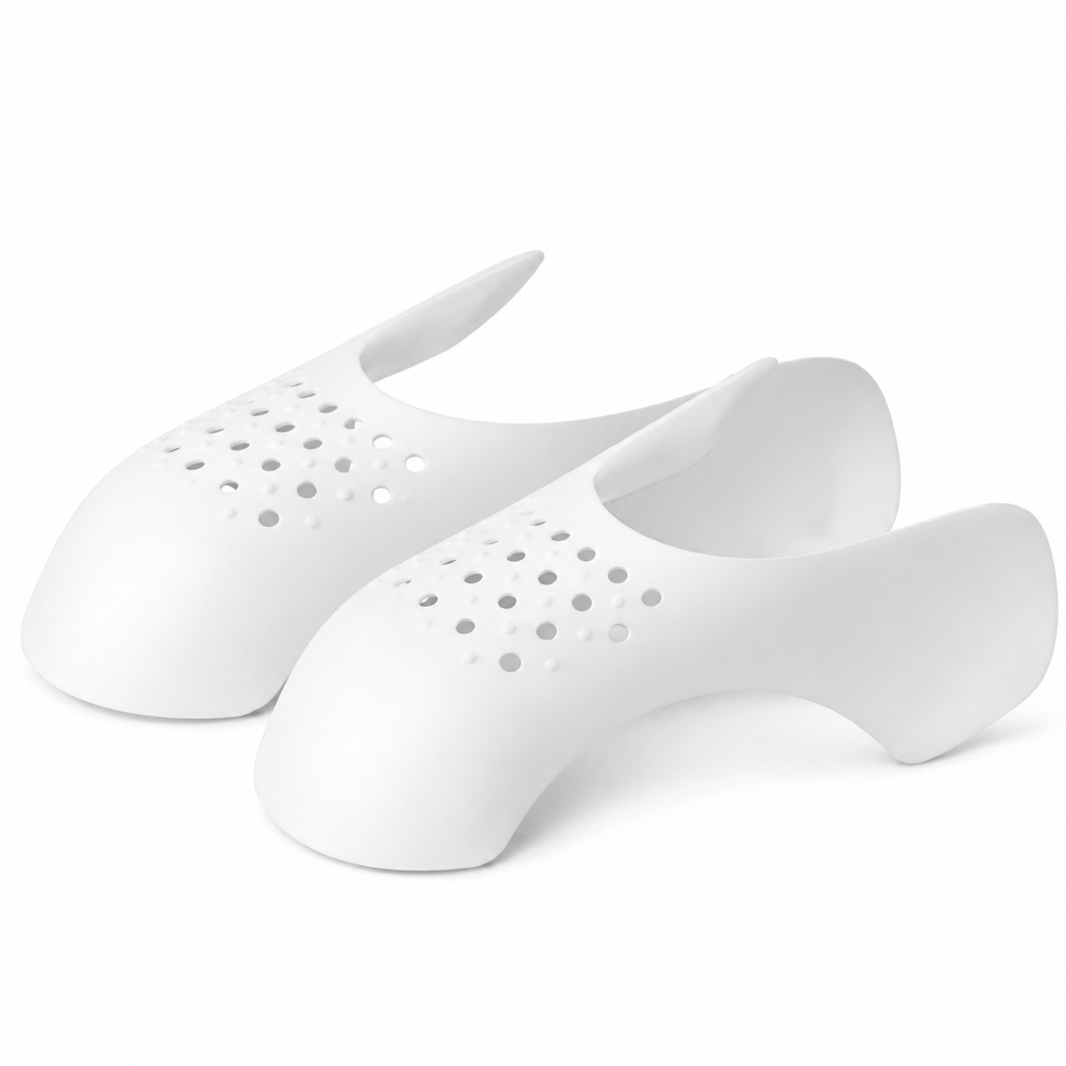 Paire de protège-chaussures anti-plis blancs, vue rapprochée