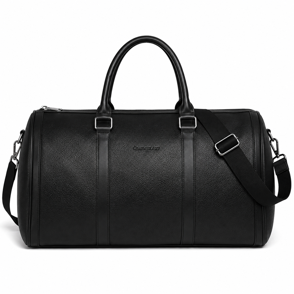 Sac de Voyage Cuir Noir Minimaliste – Grande Capacité 16"
