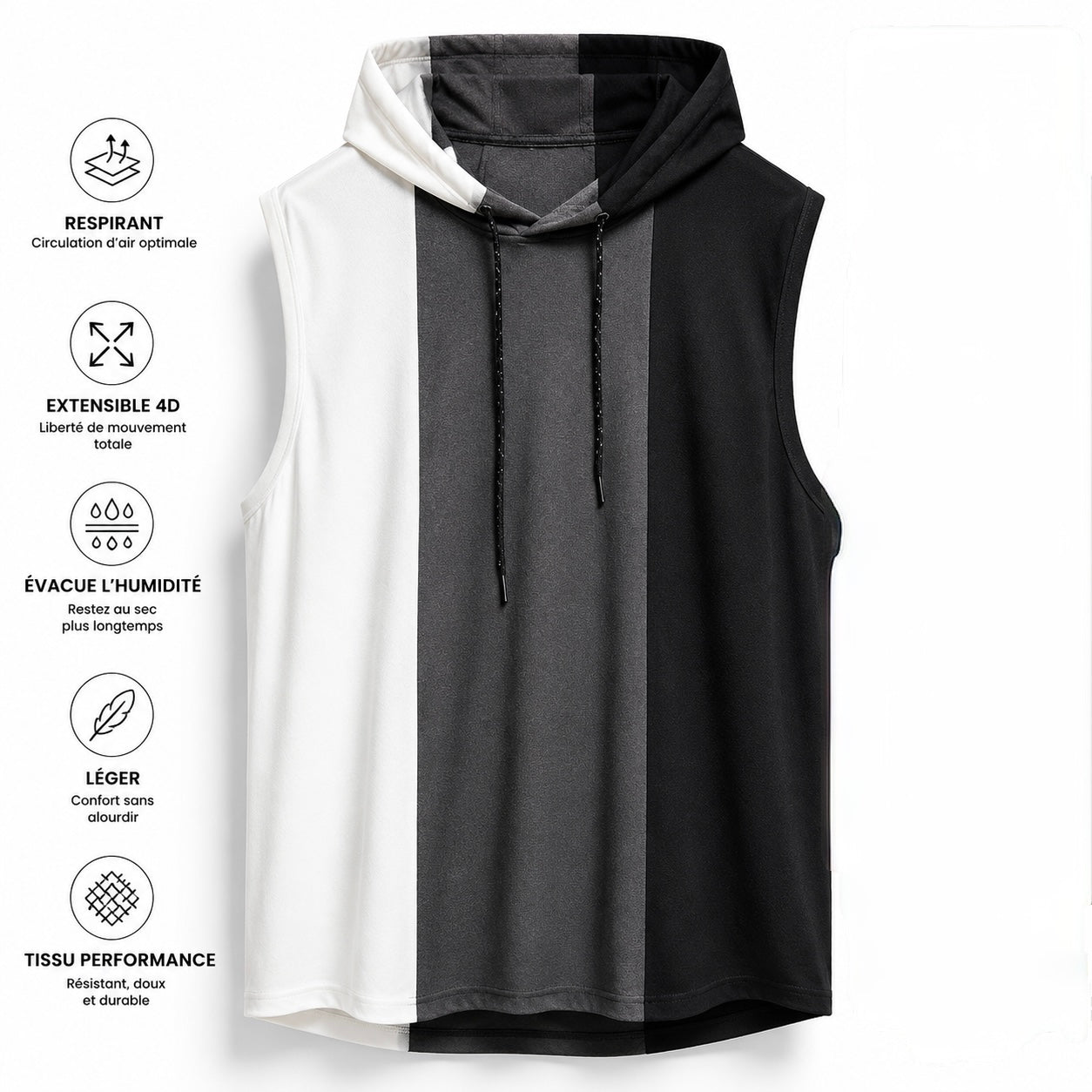 Débardeur à Capuche Padel Homme – Léger, Uni & Sport