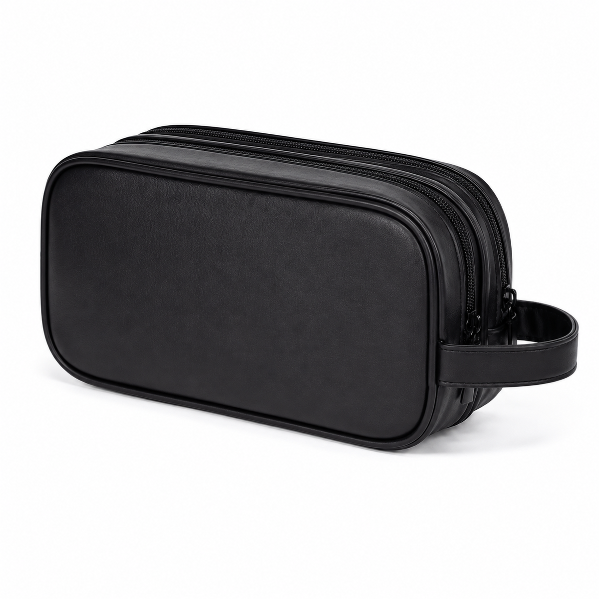 Trousse vestiaire padel en cuir noir - vue de face avec poignée