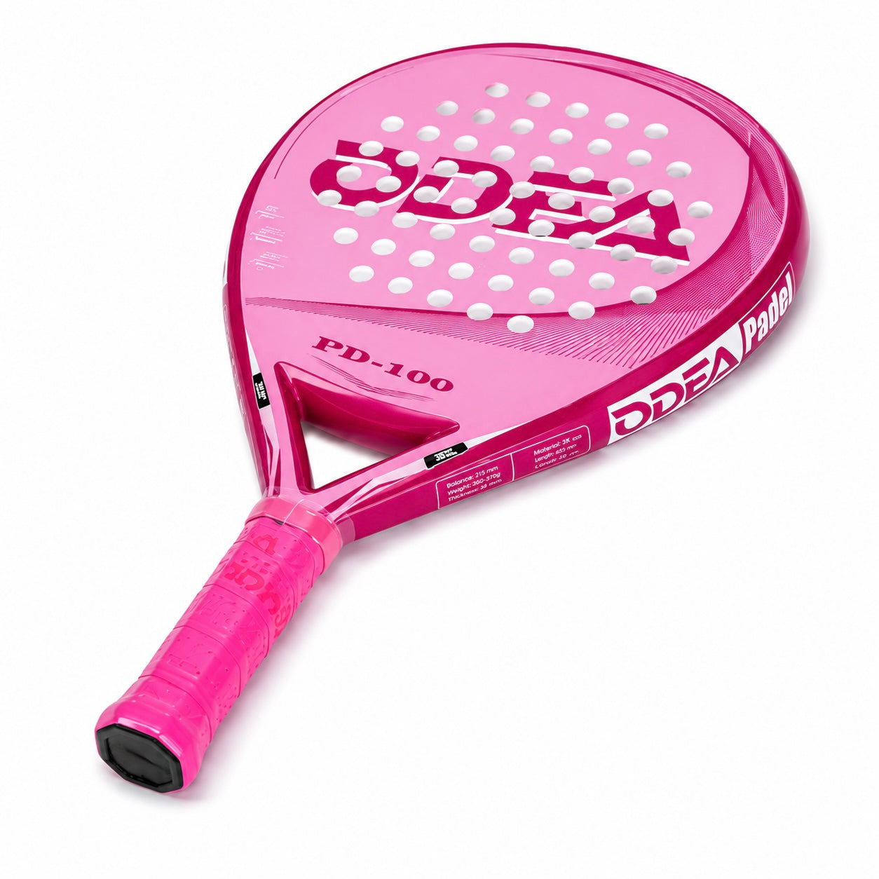 Raquette Padel Fibre de Verre Forme Ronde – 34mm, Balance Neutre, Débutant & Intermédiaire Motif Rose