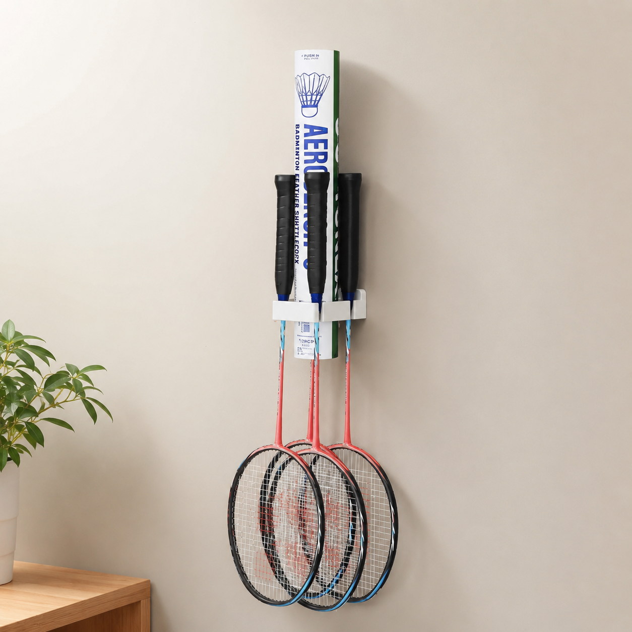 Support Mural pour Raquette de Badminton – Avec Porte-Volants