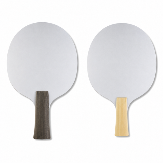 Raquettes lestées en métal pour tennis de table, modèles manche foncé et manche clair cote à cote