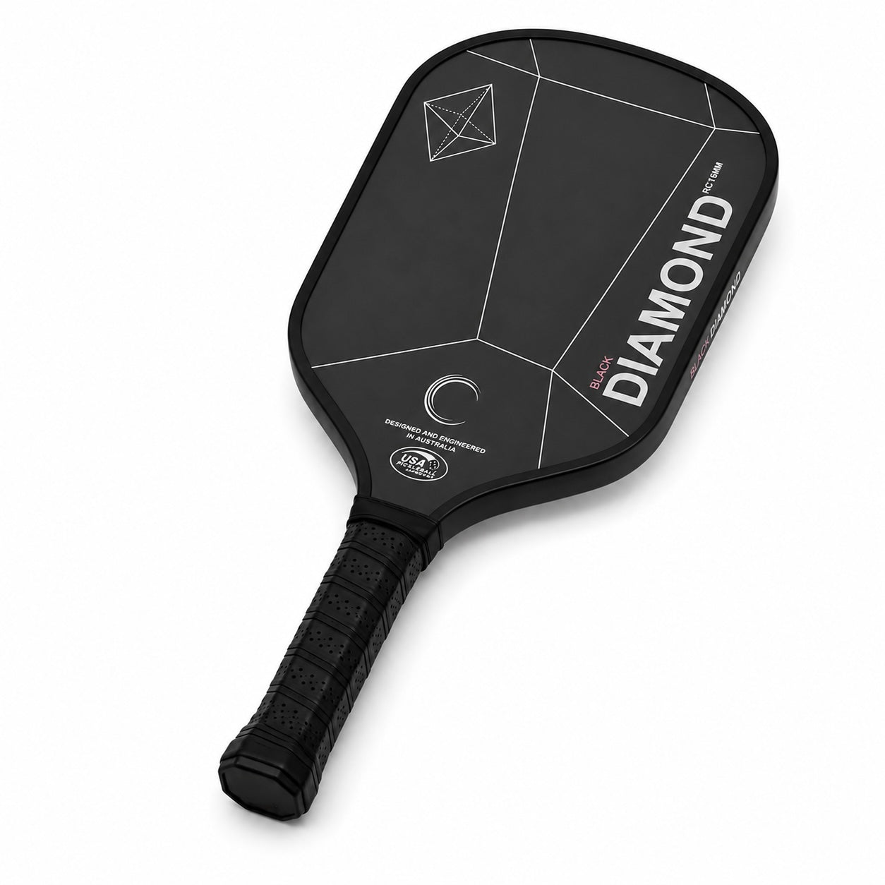 Raquette de Pickleball Fibre de Carbone T700 — Surface Noire Mate, 16mm, 220g, Spin Optimisé