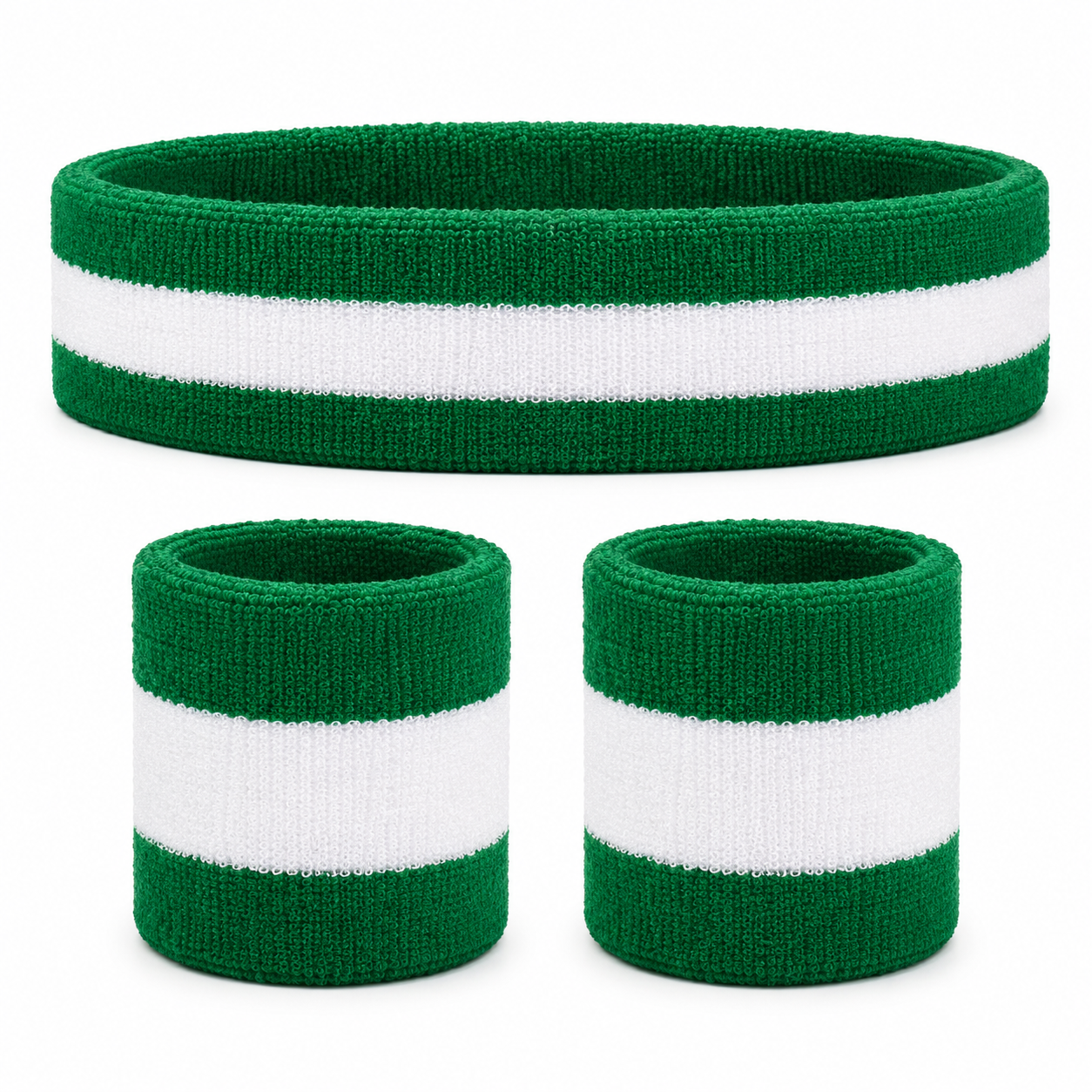Lot Bandeau et Bracelets Anti-Transpiration en Coton – 3 Pièces