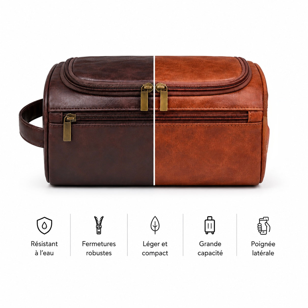 Trousse de Toilette Homme en Cuir PU – Format Voyage Suspendu