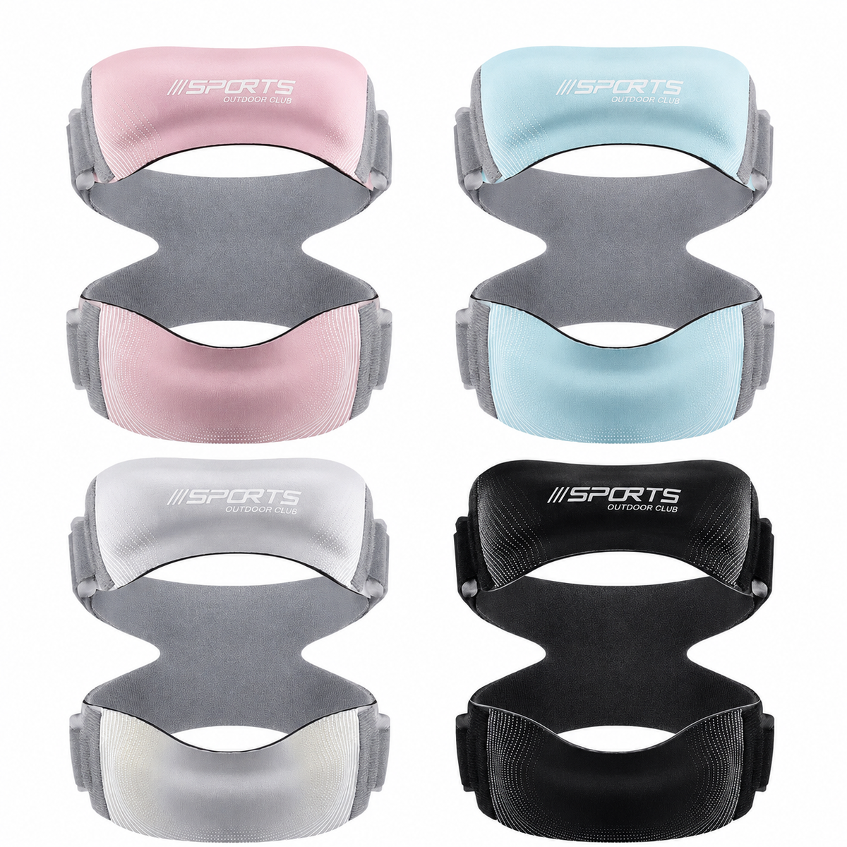Genouillère de compression réglable pour tendinite rotulienne, quatre coloris rose, bleu glacier, gris et noir