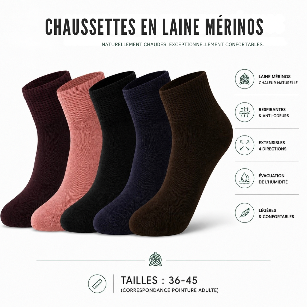 Chaussettes Padel & Pickleball Laine Mérinos – Coussin Thermique & Respirant