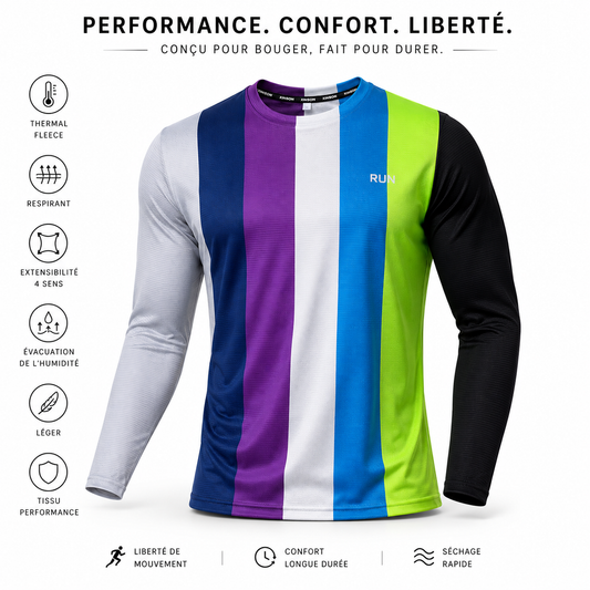Manche longue Padel Homme – Effet Froid, Ventilation Double Face & Anti-Transpiration