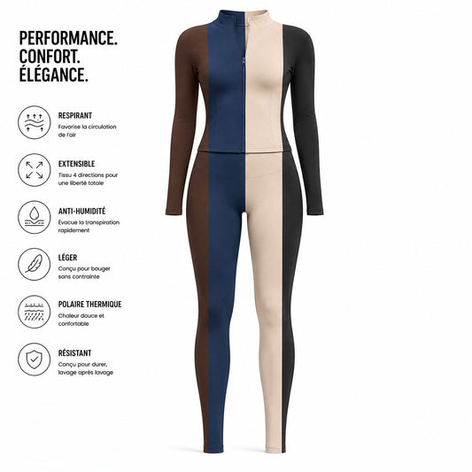 Ensemble Padel Femme 2 Pièces – Veste Zip & Legging Taille Haute