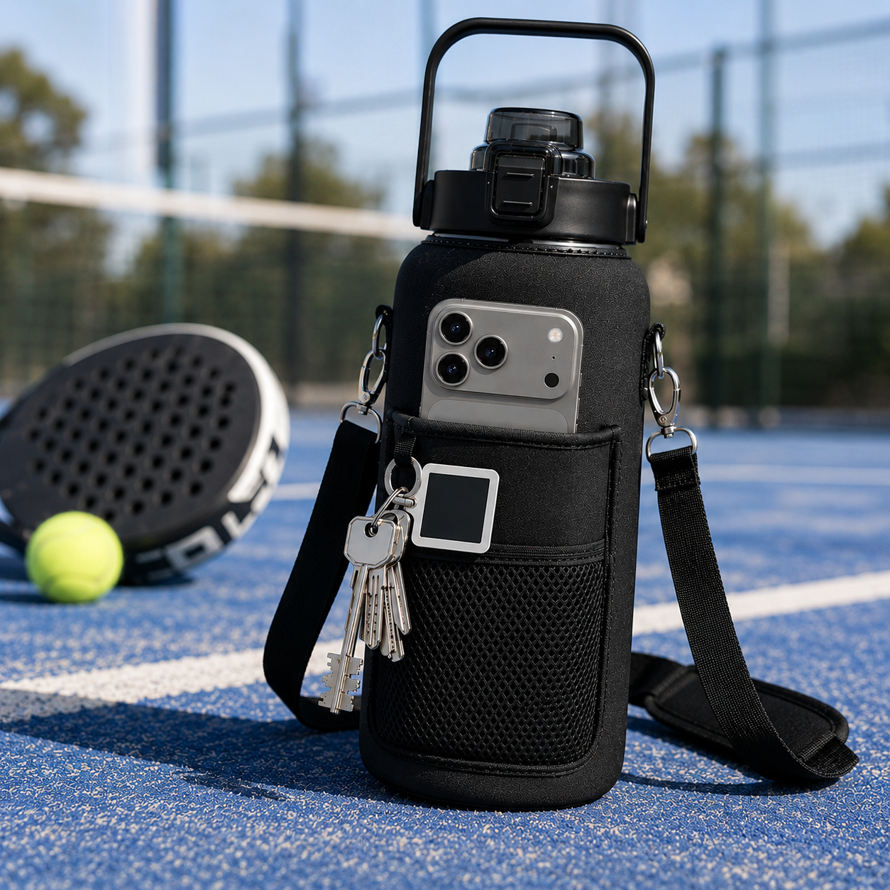 Gourde Isotherme 2L avec Manchon et Bandoulière – Porte-Téléphone