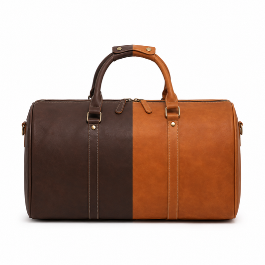Sac de Voyage Cuir Marron Café – Ordinateur 15" & Compartiment Chaussures