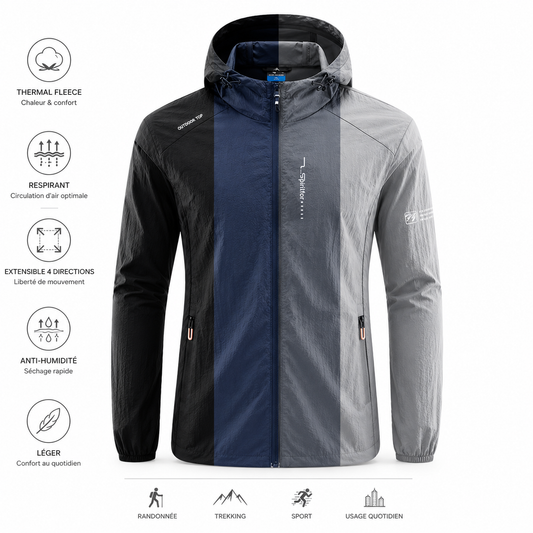 Veste Anti-UV Padel Homme UPF50+ – Coupe-Vent Légère & Séchage Rapide
