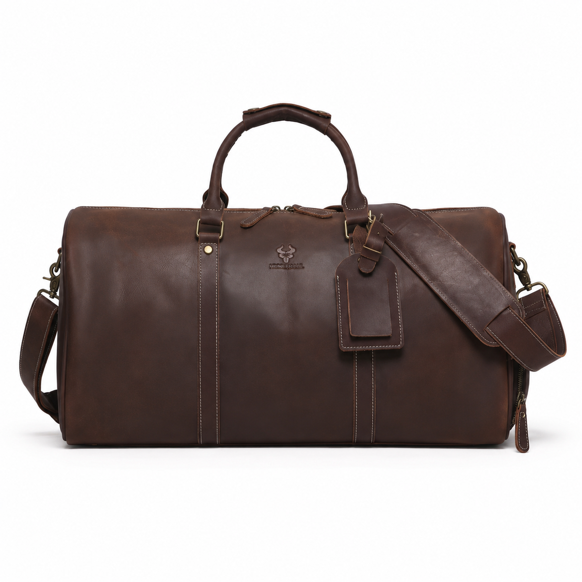 Sac de Voyage Cuir Marron Café – Ordinateur 15" & Compartiment Chaussures