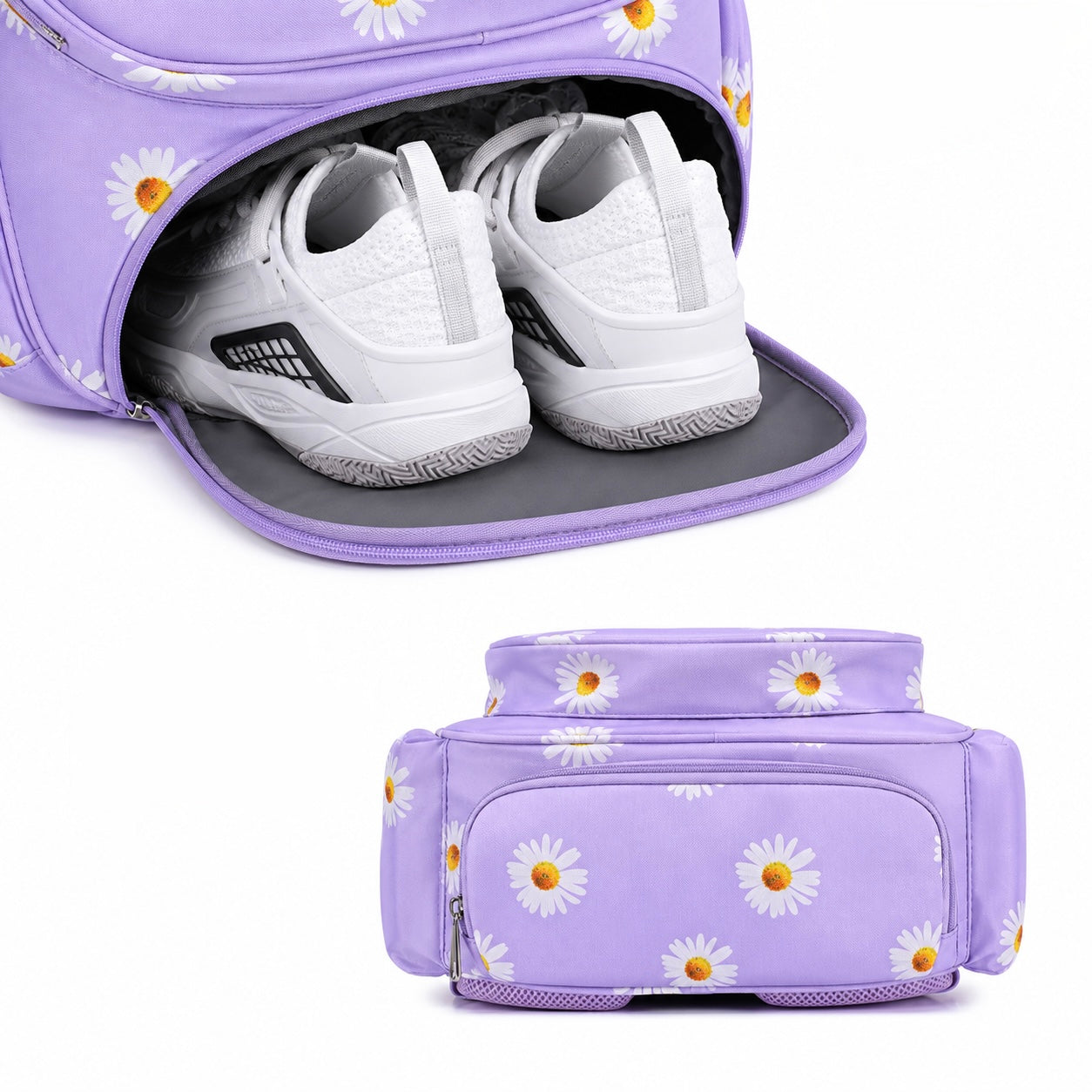 Sac à Dos Tennis Badminton Padel Motif Fleurs – Grande Capacité