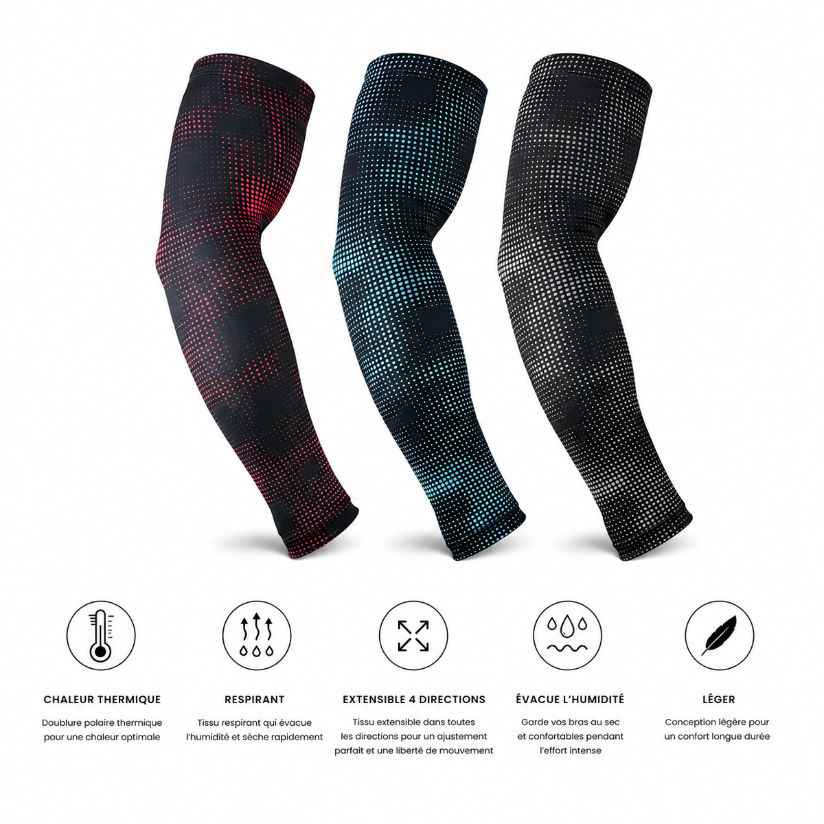 Manchon de Compression Bras - Anti-UV Rafraîchissant Sport