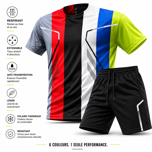 Ensemble Padel Homme 2 Pièces – T-Shirt & Short, Séchage Rapide & Respirant