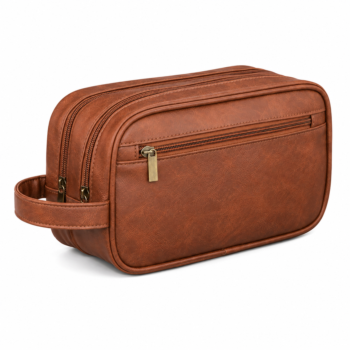 Trousse vestiaire padel en cuir marron - vue en angle