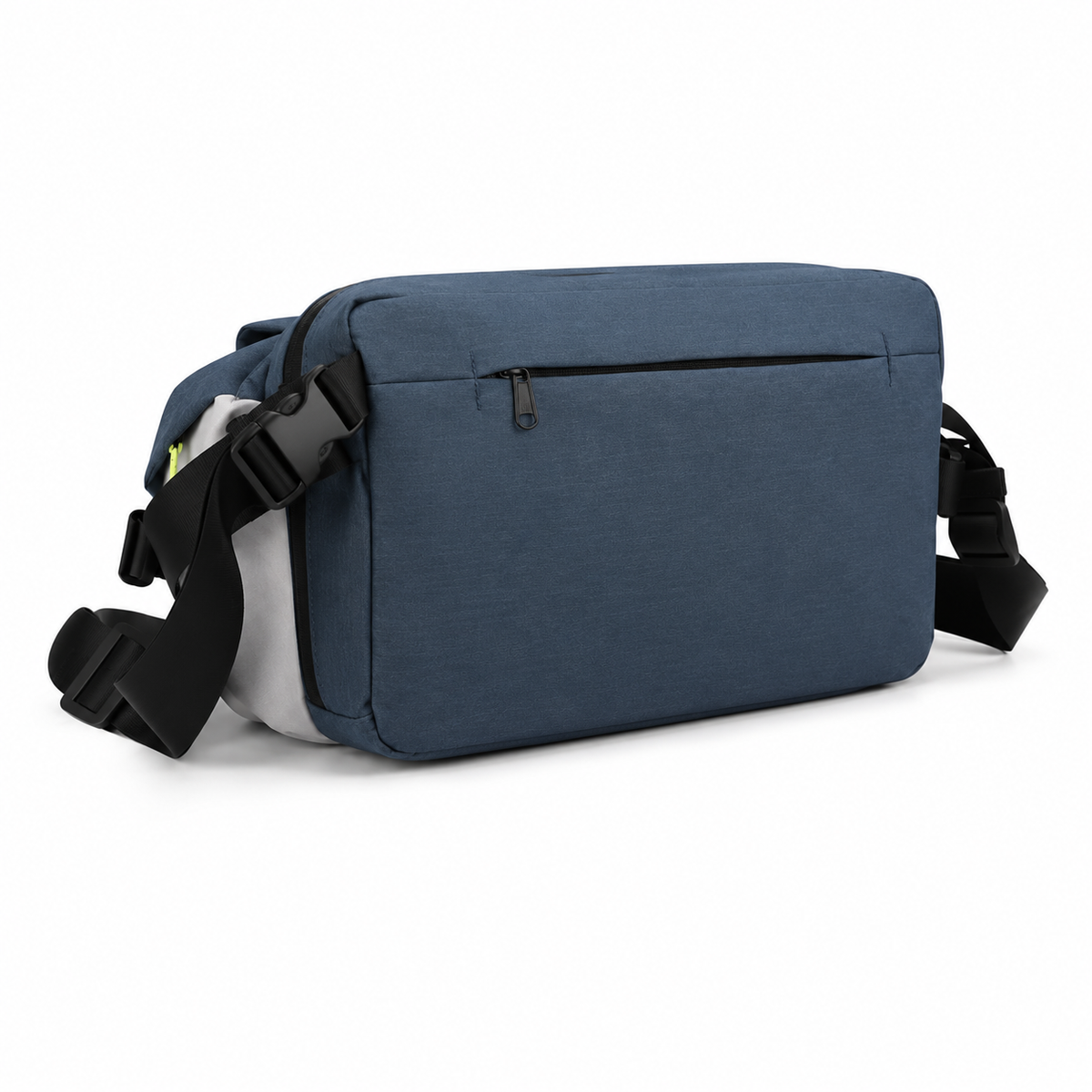 Sac banane en nylon bleu et blanc - vue arrière en angle