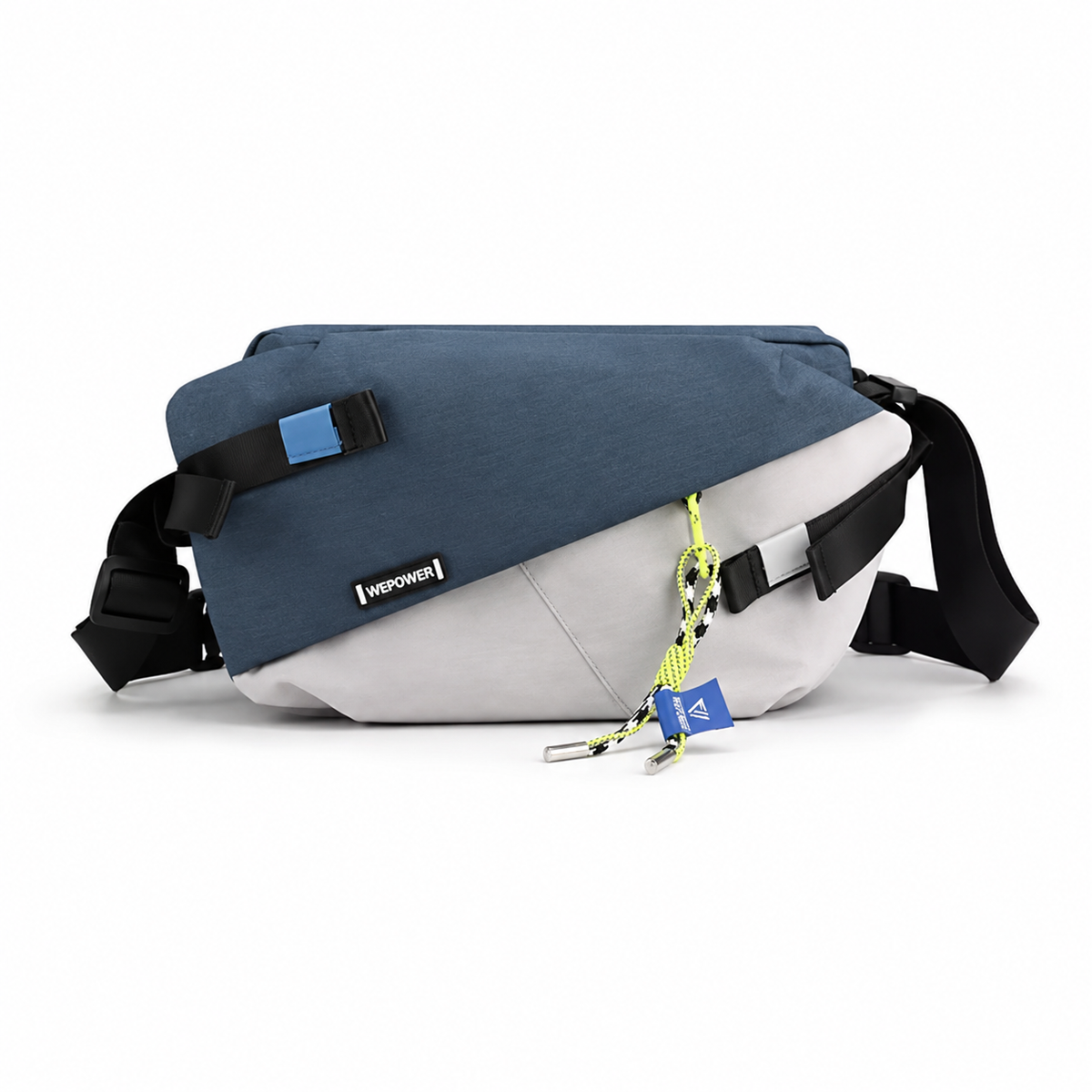 Sac banane en nylon bleu et blanc - vue de face