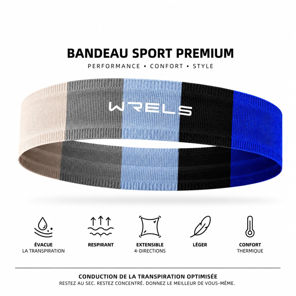 Bandeau Sport Padel & Pickleball – Antidérapant, Élastique & Séchage Rapide