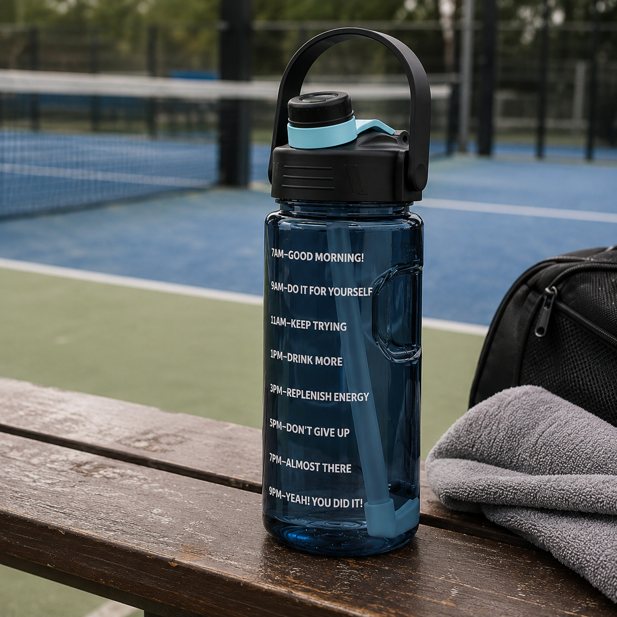 Gourde Sport Motivante 1,5L/2L/3L avec Paille | Sans BPA