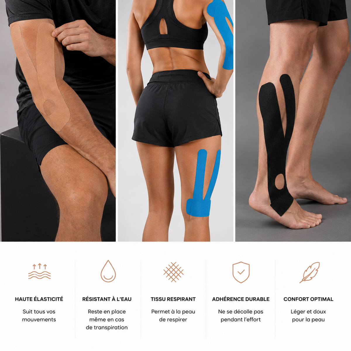 Bande de Kinésiologie Sport - Ruban Musculaire Élastique Multicolore