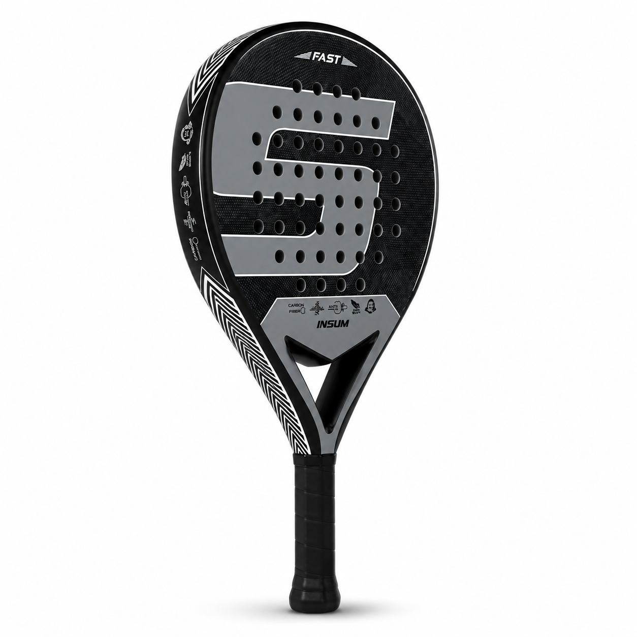 Raquette de Padel Carbon Fiber Black  – Légère & Puissante | Noyau EVA | Débutant à Intermédiaire