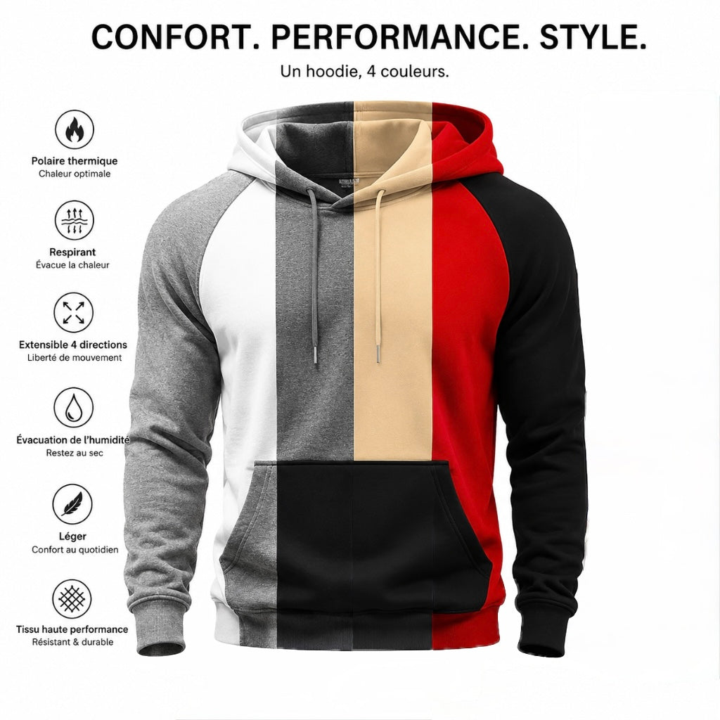 Sweat à Capuche Padel Homme – Raglan Bicolore, Chaud & Sport