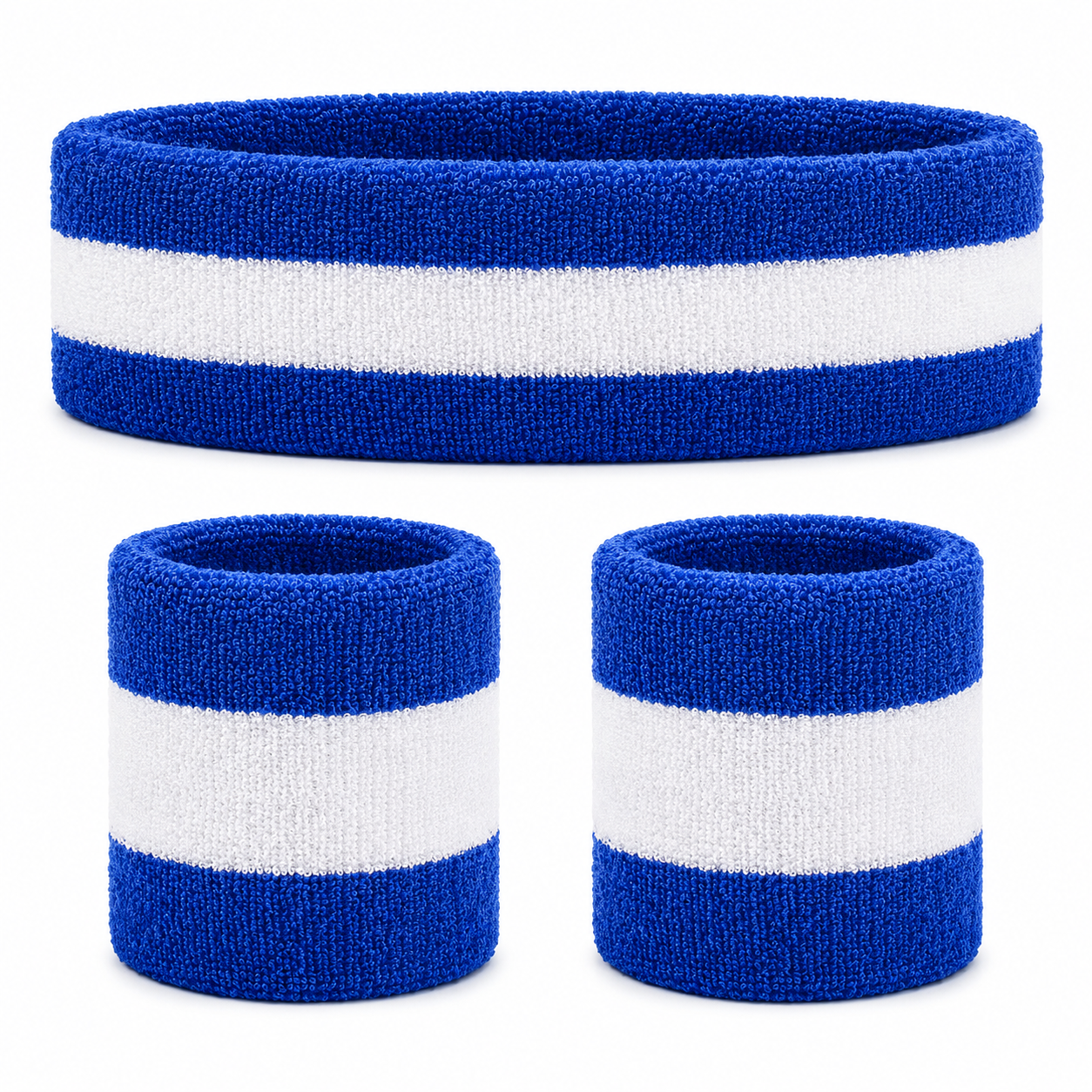 Lot Bandeau et Bracelets Anti-Transpiration en Coton – 3 Pièces