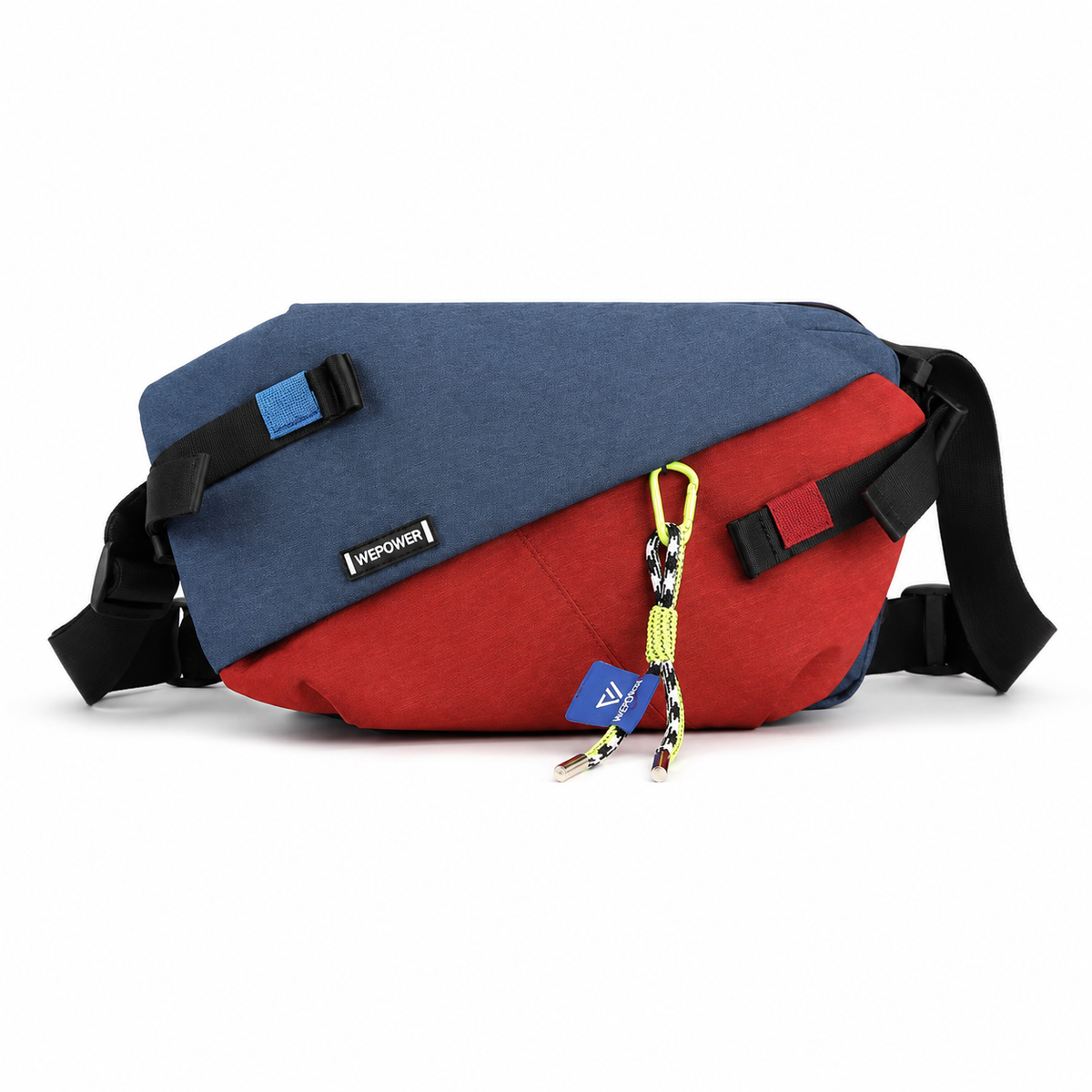 Sac banane en nylon bleu et rouge - vue de face