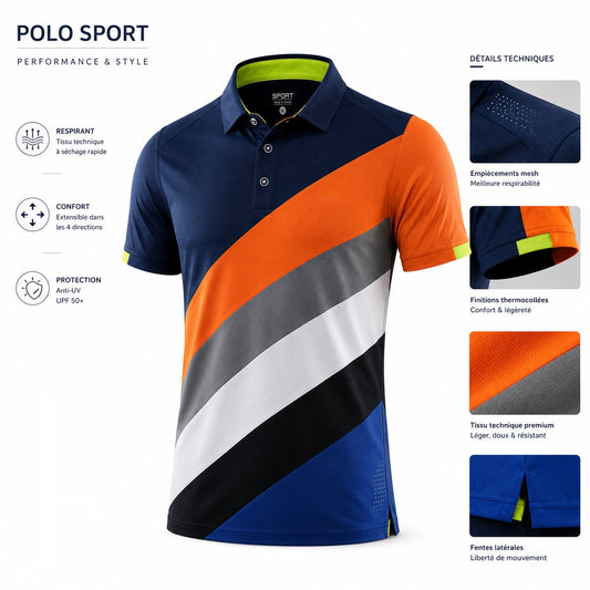 Polo Homme | Séchage Rapide Respirant | 8 Couleurs