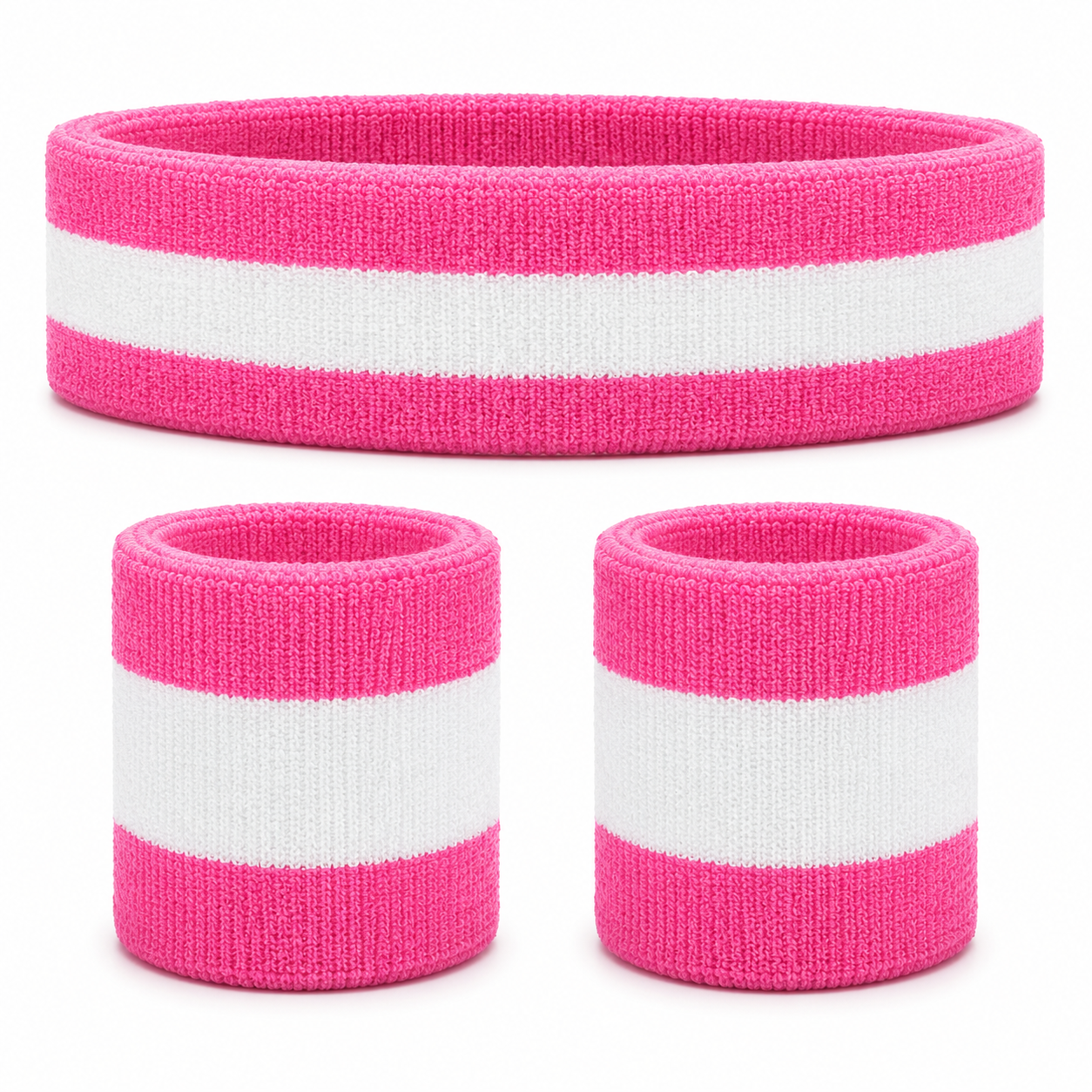 Lot Bandeau et Bracelets Anti-Transpiration en Coton – 3 Pièces