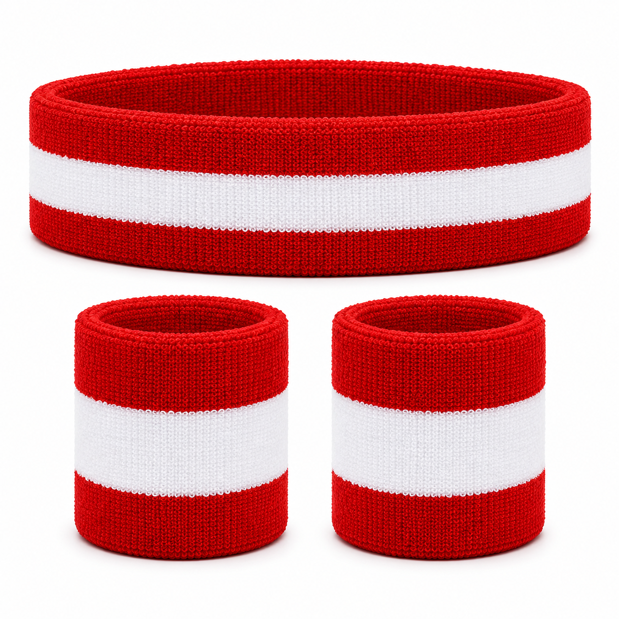 Lot Bandeau et Bracelets Anti-Transpiration en Coton – 3 Pièces