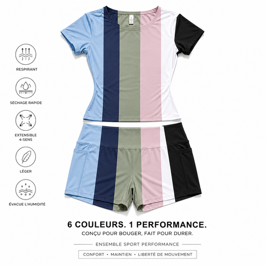 Ensemble Sport Femme 2 Pièces – Crop Top & Legging Court Sans Couture