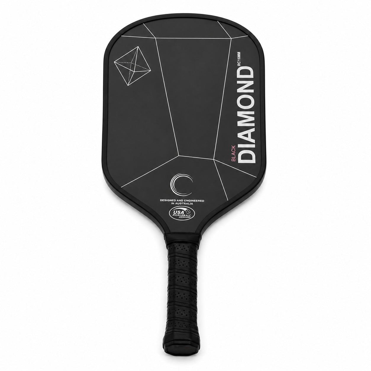 Raquette de Pickleball Fibre de Carbone T700 — Surface Noire Mate, 16mm, 220g, Spin Optimisé