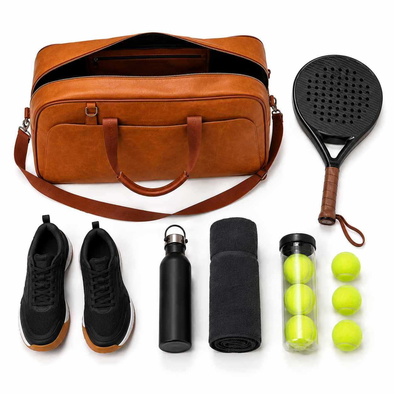 Sac de Tennis Cuir Vintage Multifonctionnel – Porte-Raquette Détachable