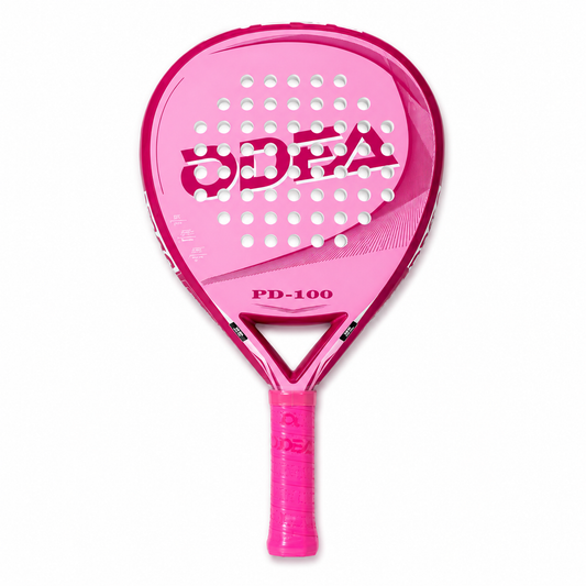 Raquette Padel Fibre de Verre Forme Ronde – 34mm, Balance Neutre, Débutant & Intermédiaire Motif Rose