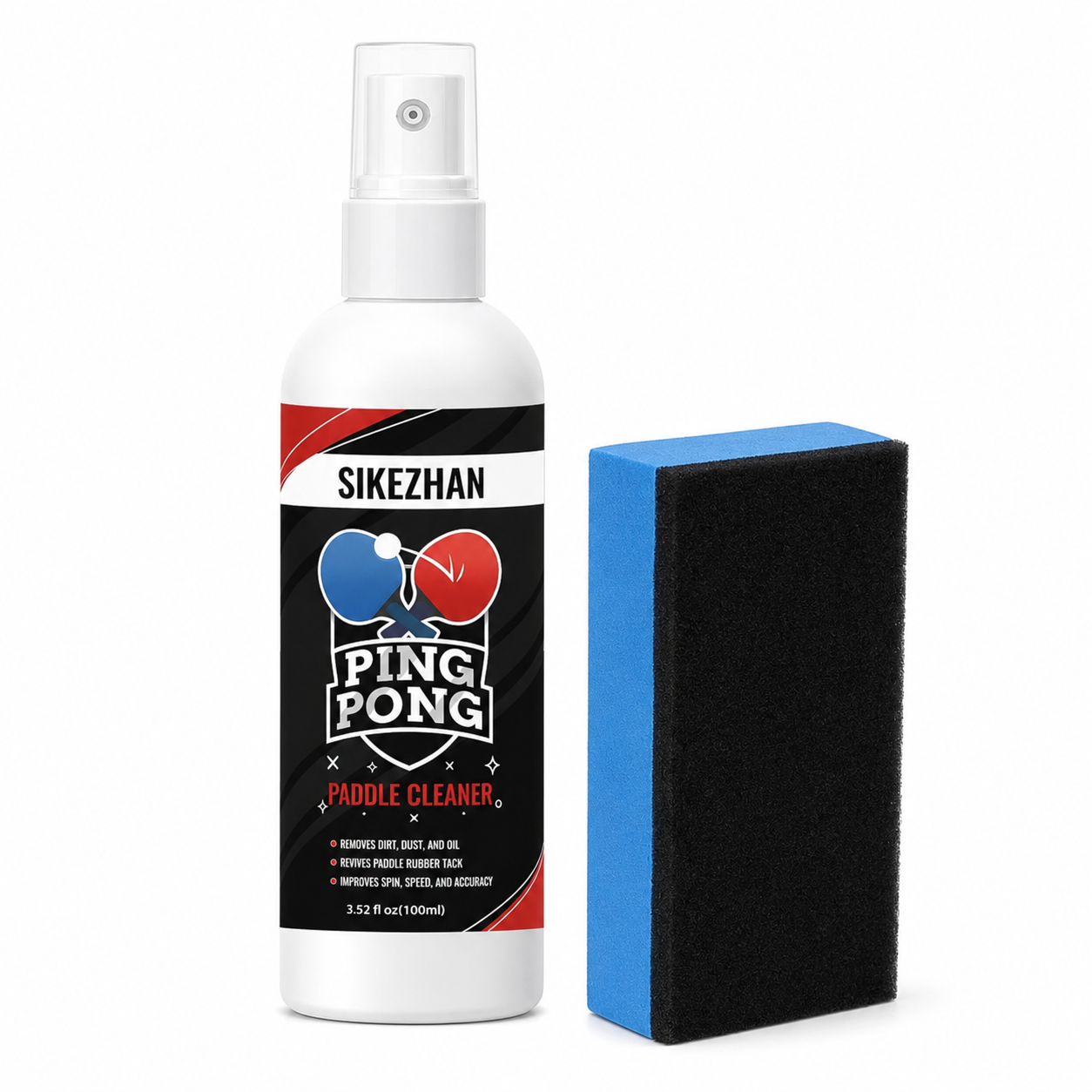 Kit Nettoyant Sikezhan pour Raquette de Tennis de Table – Spray & Éponge 100ml